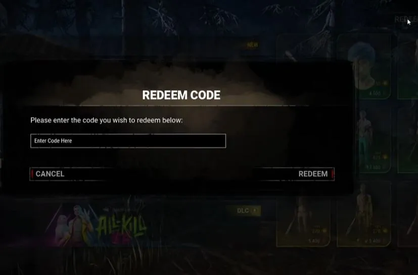 dead by daylight codes redeem